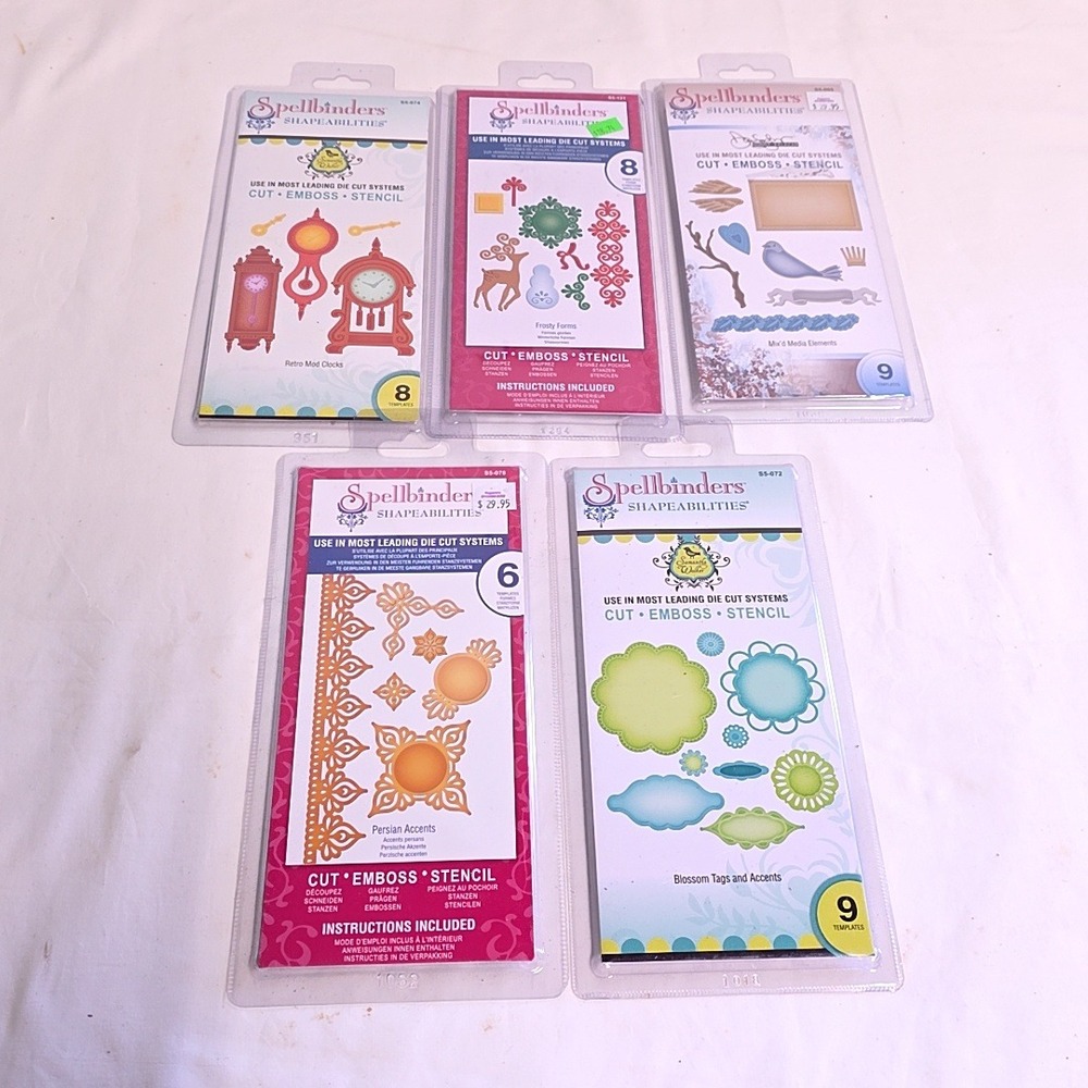Spellbinders Shapeabilities Die Cut Lot 5 Sets Clocks Frosty Persian Blossom NEW